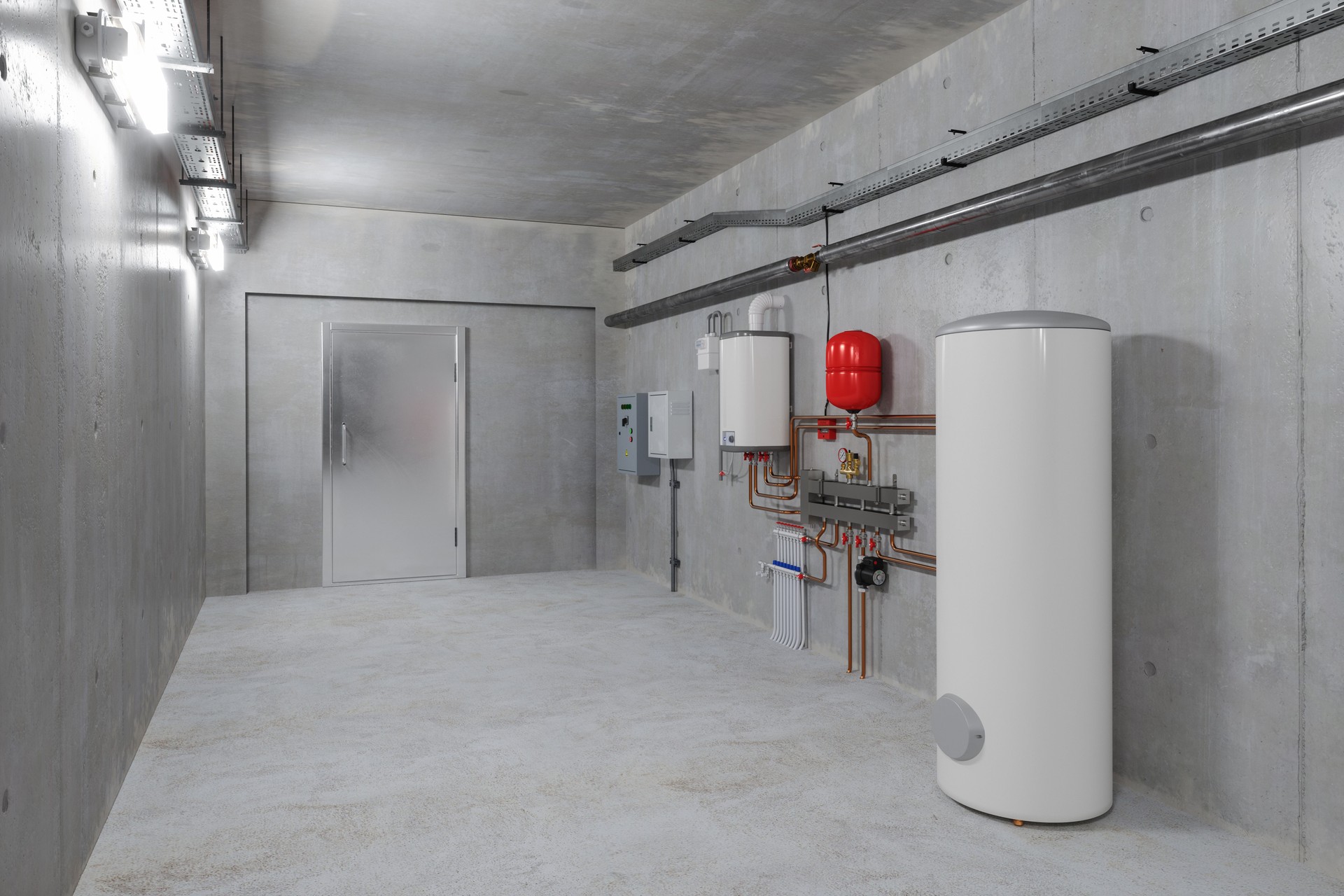 Impianto caldaia con pompa di calore in cantina